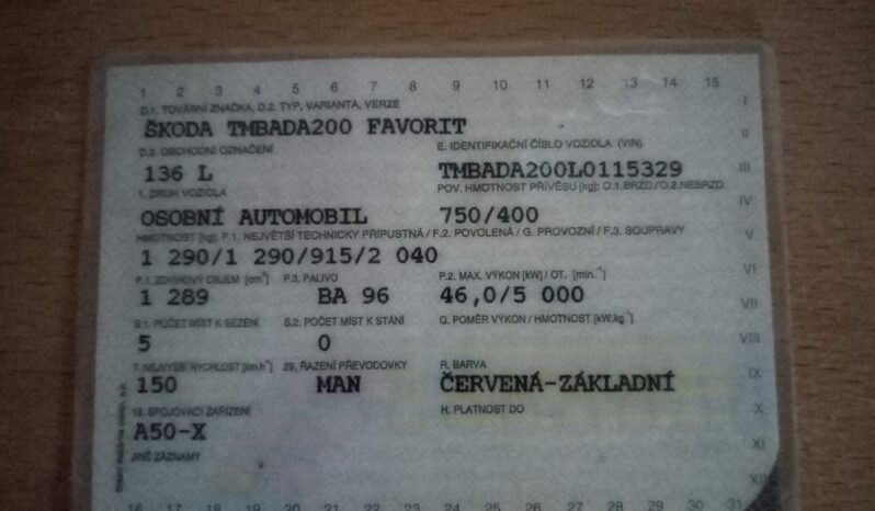 1989  Hatchback Škoda Favorit full